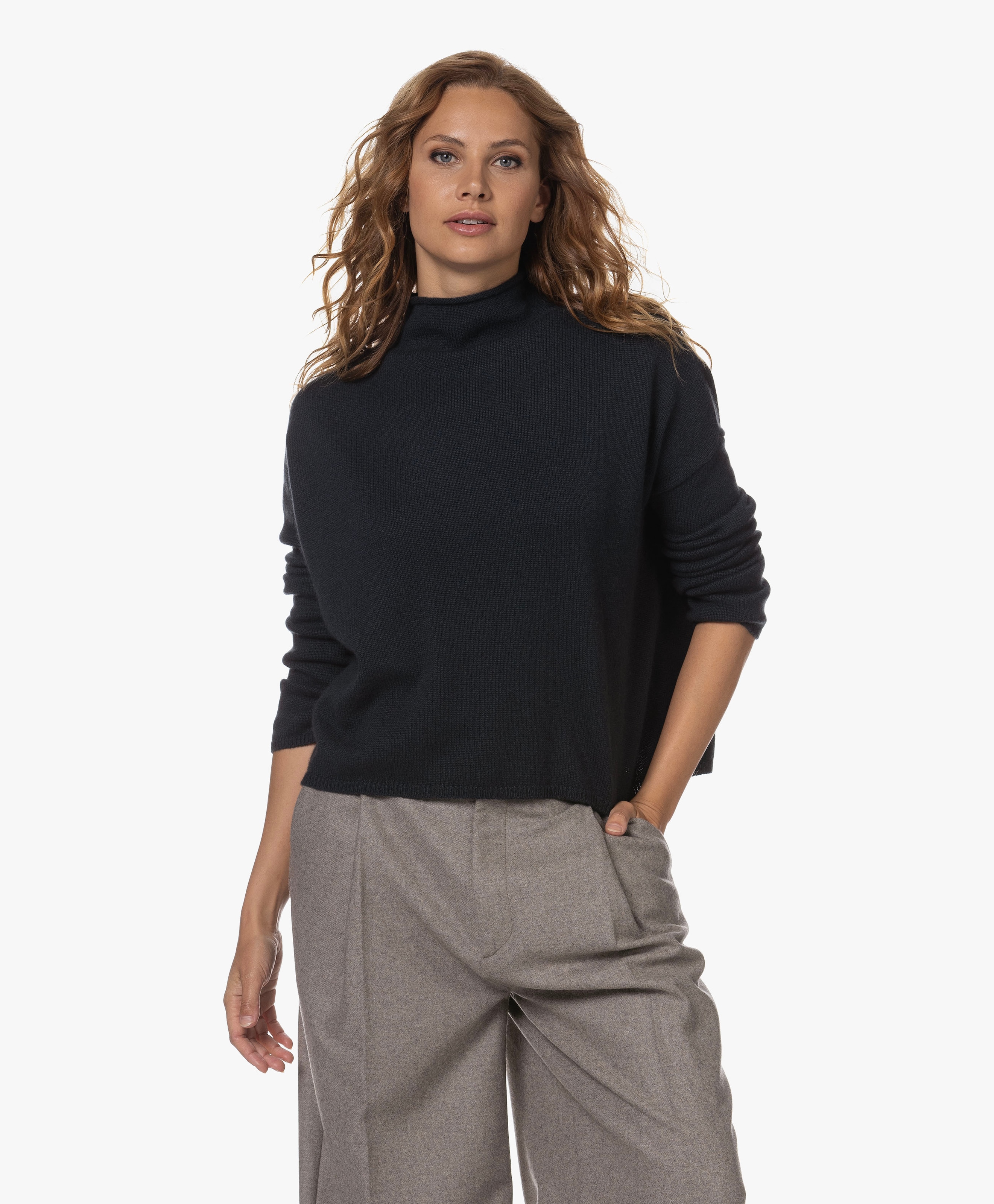 Sandy Cashmere Trechterhals Trui