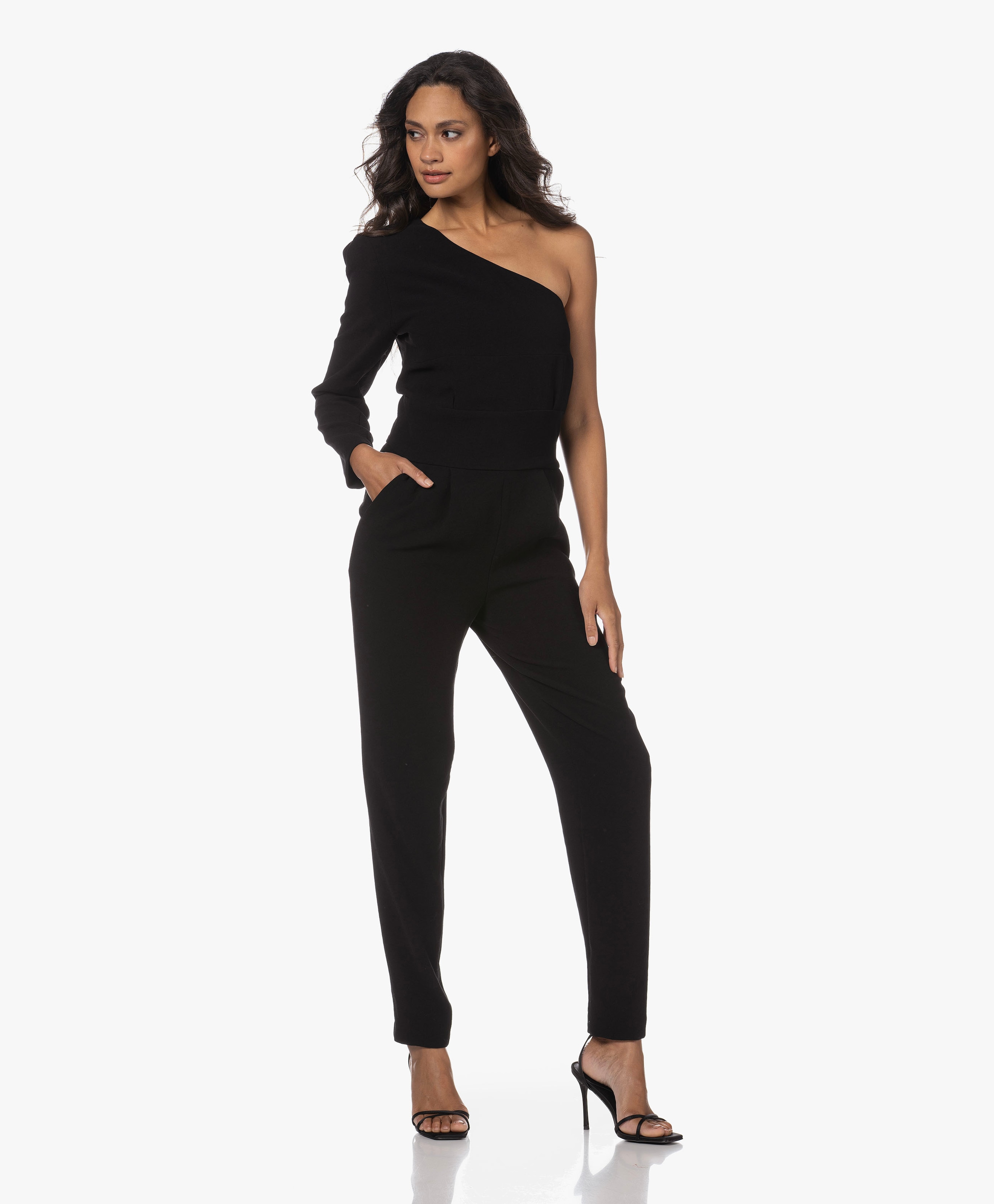 Mathie One-Shoulder Crepe Jumpsuit