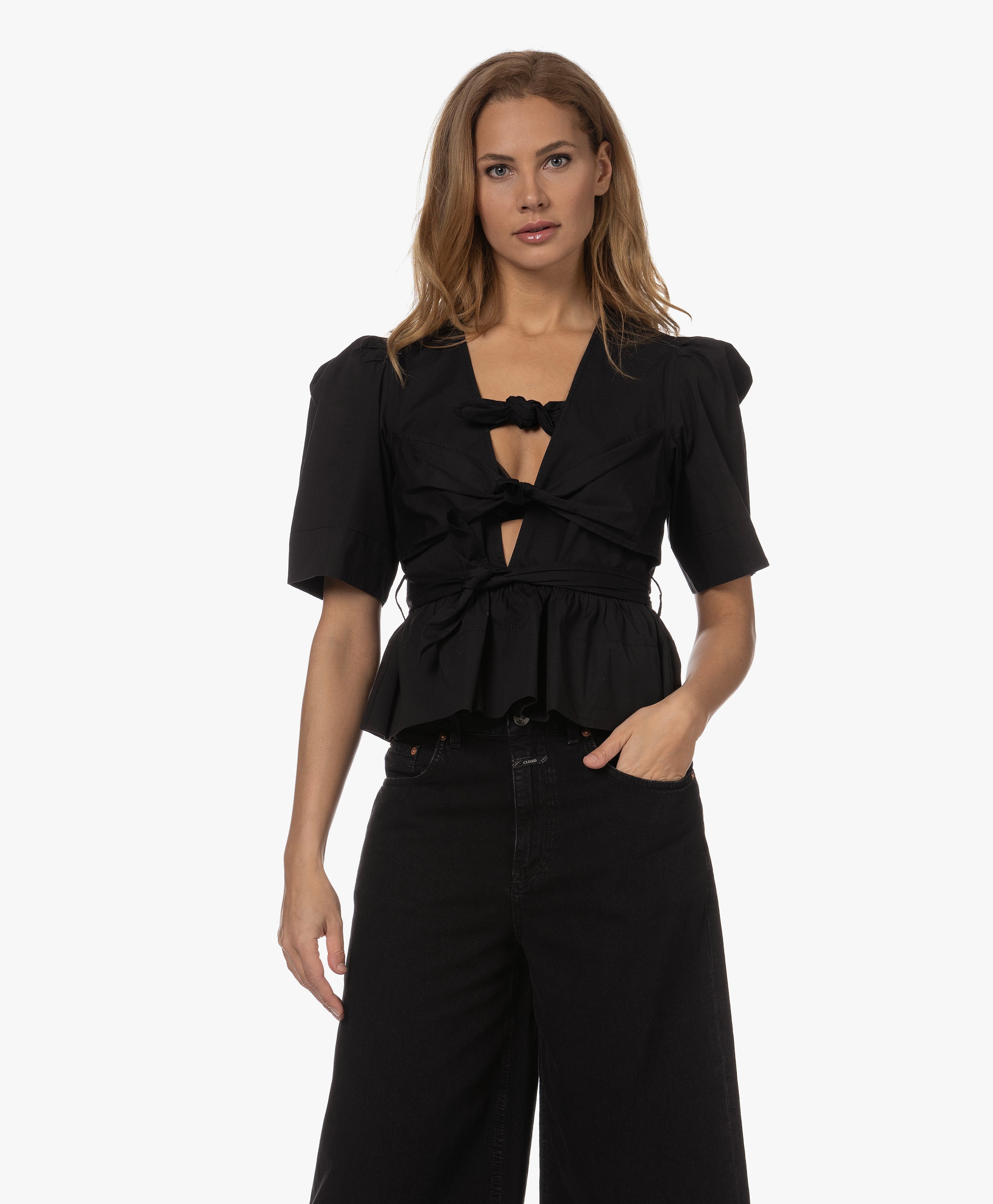 Poplin Tie Strap Blouse