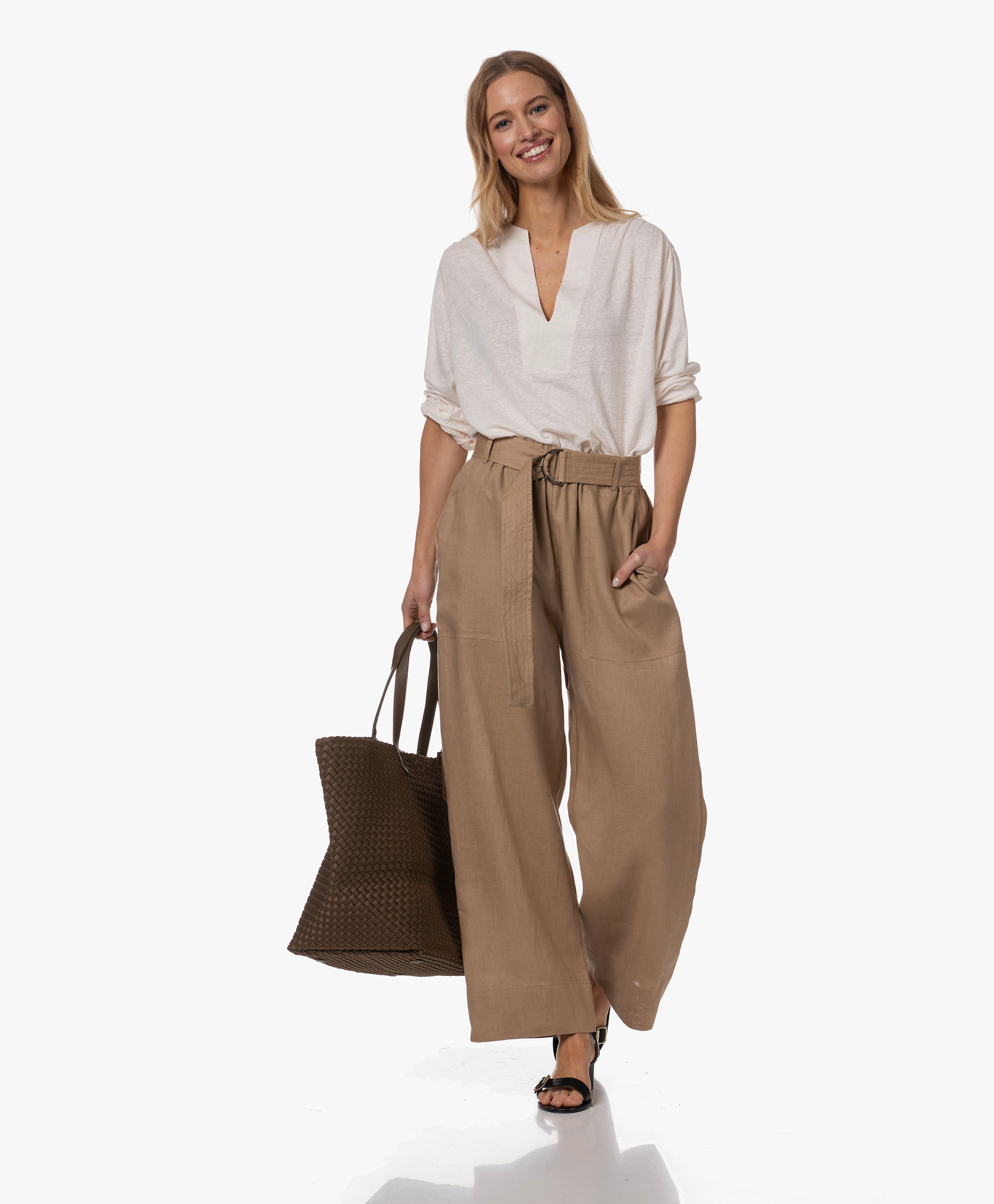Linnen Broek Met Ceintuur