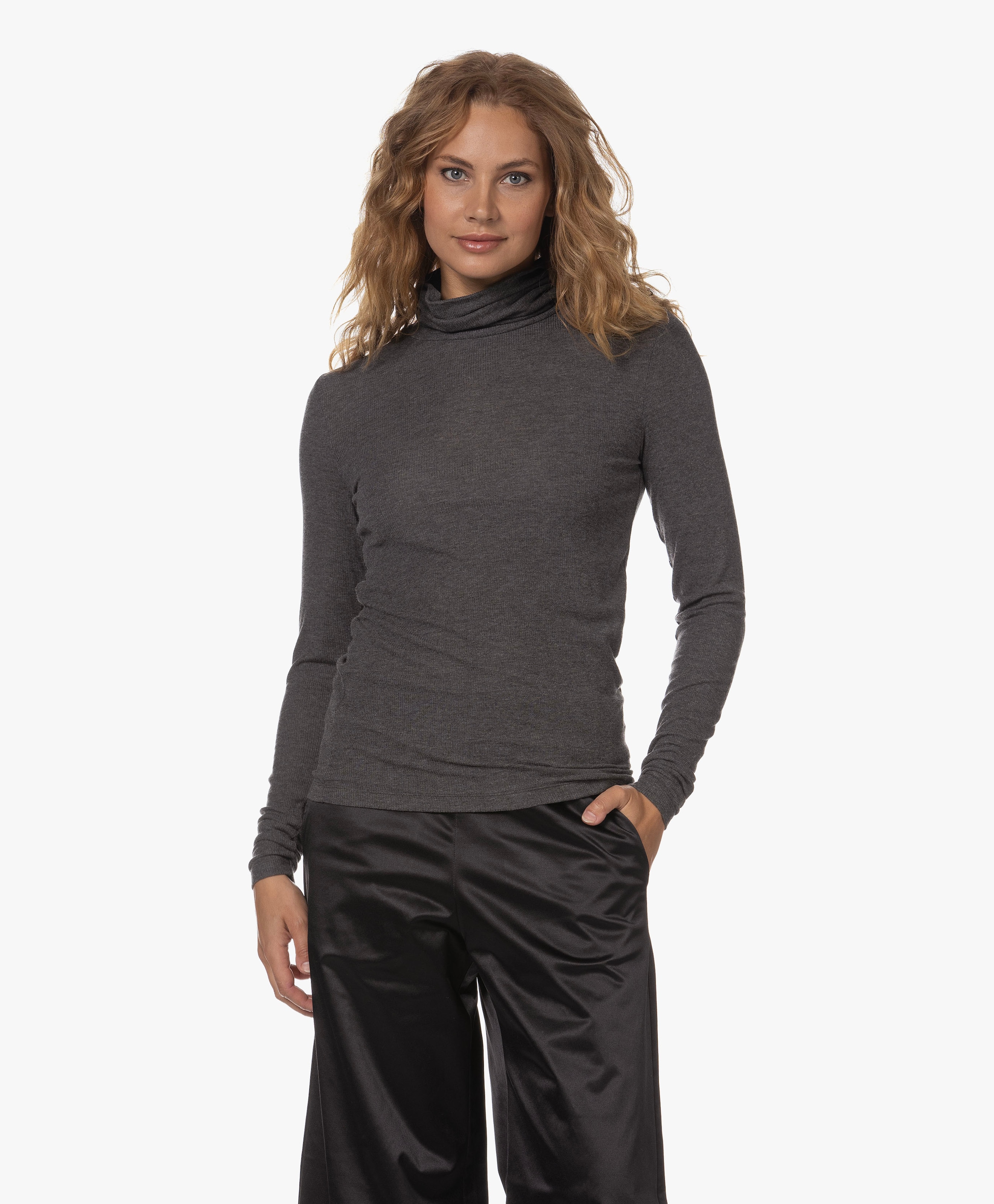 Rib Jersey Turtleneck Top