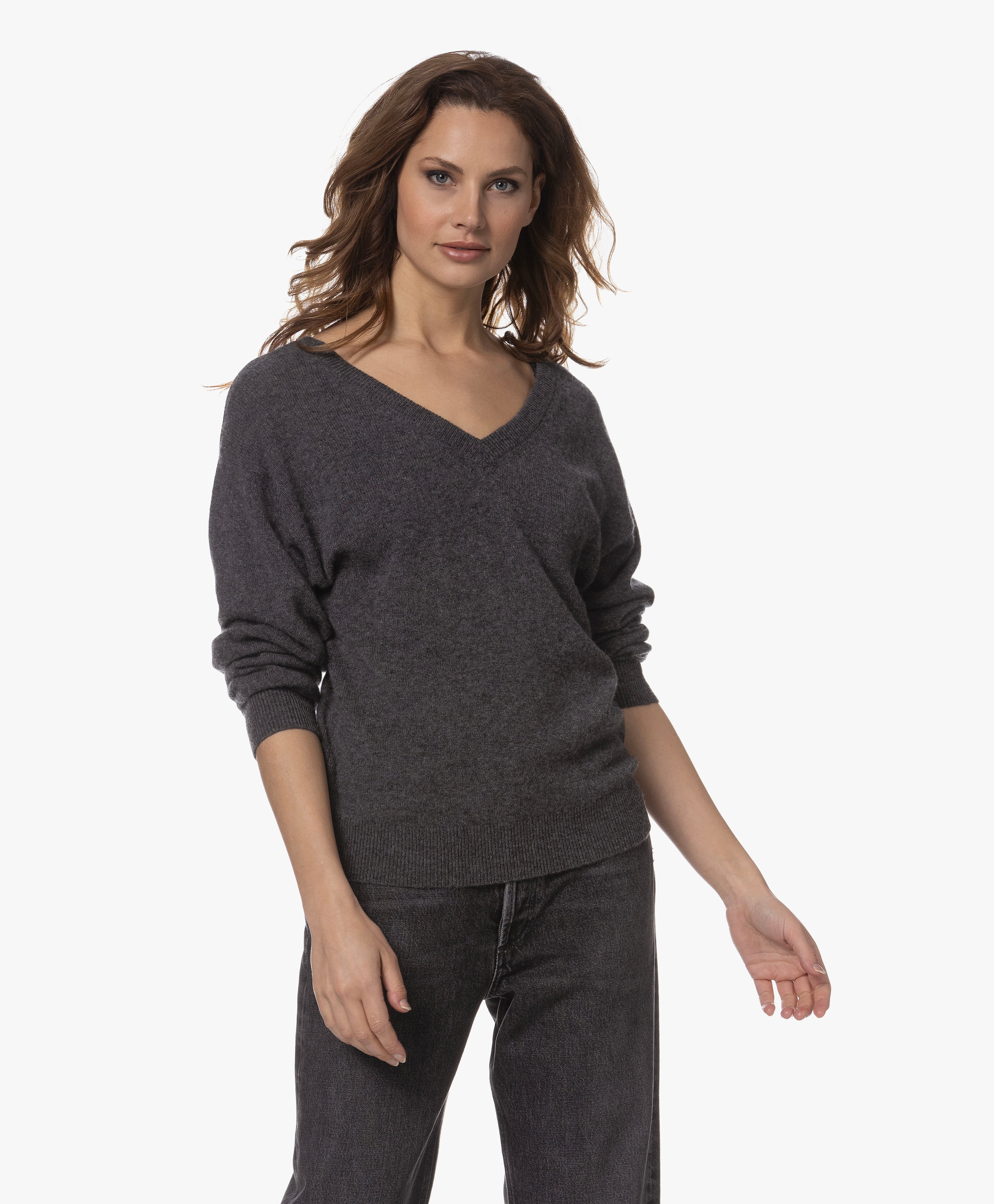 Lilou Cashmere Trui met Dubbele V-hals