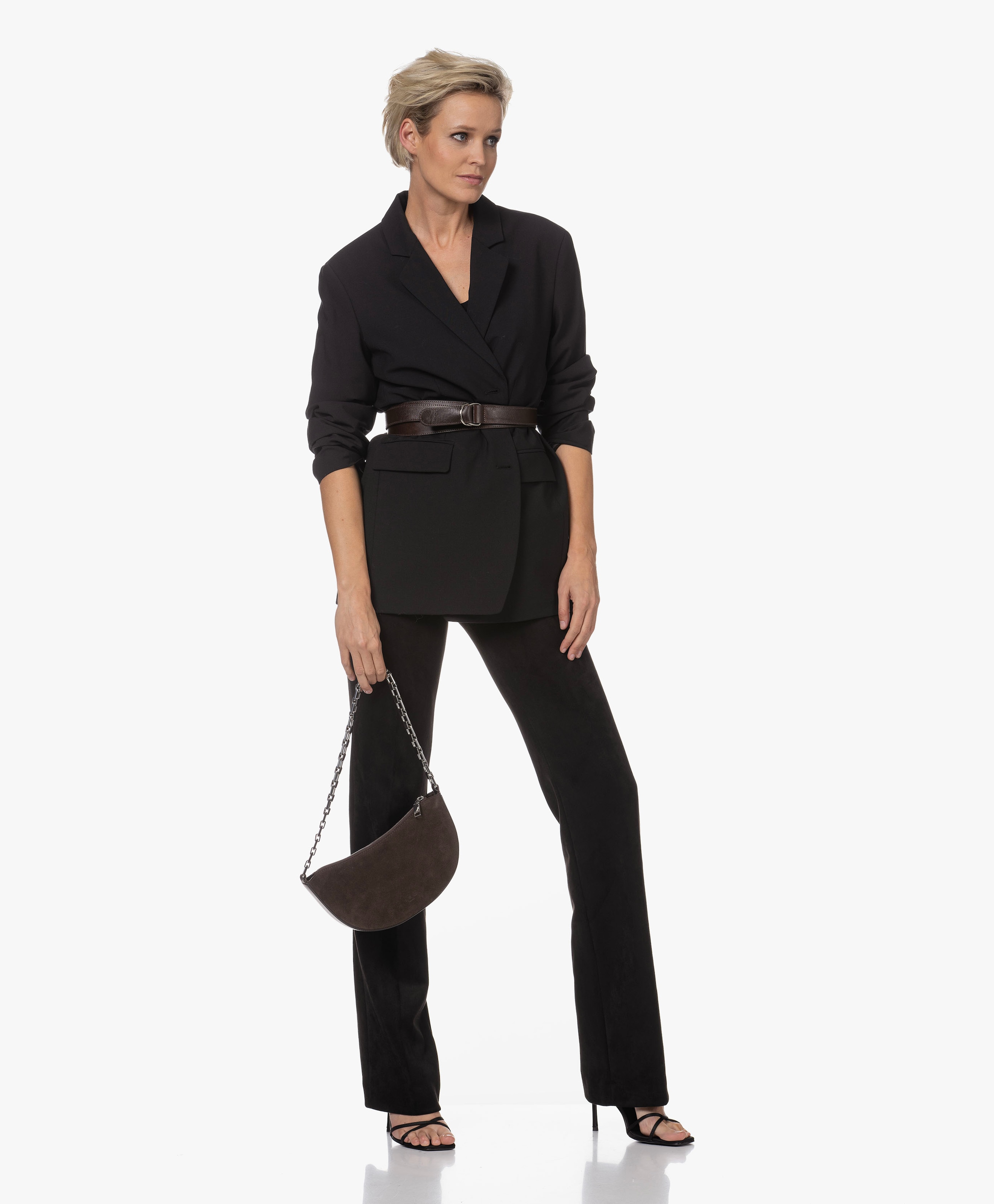 Arc Clutch Suède Leren Schoudertas
