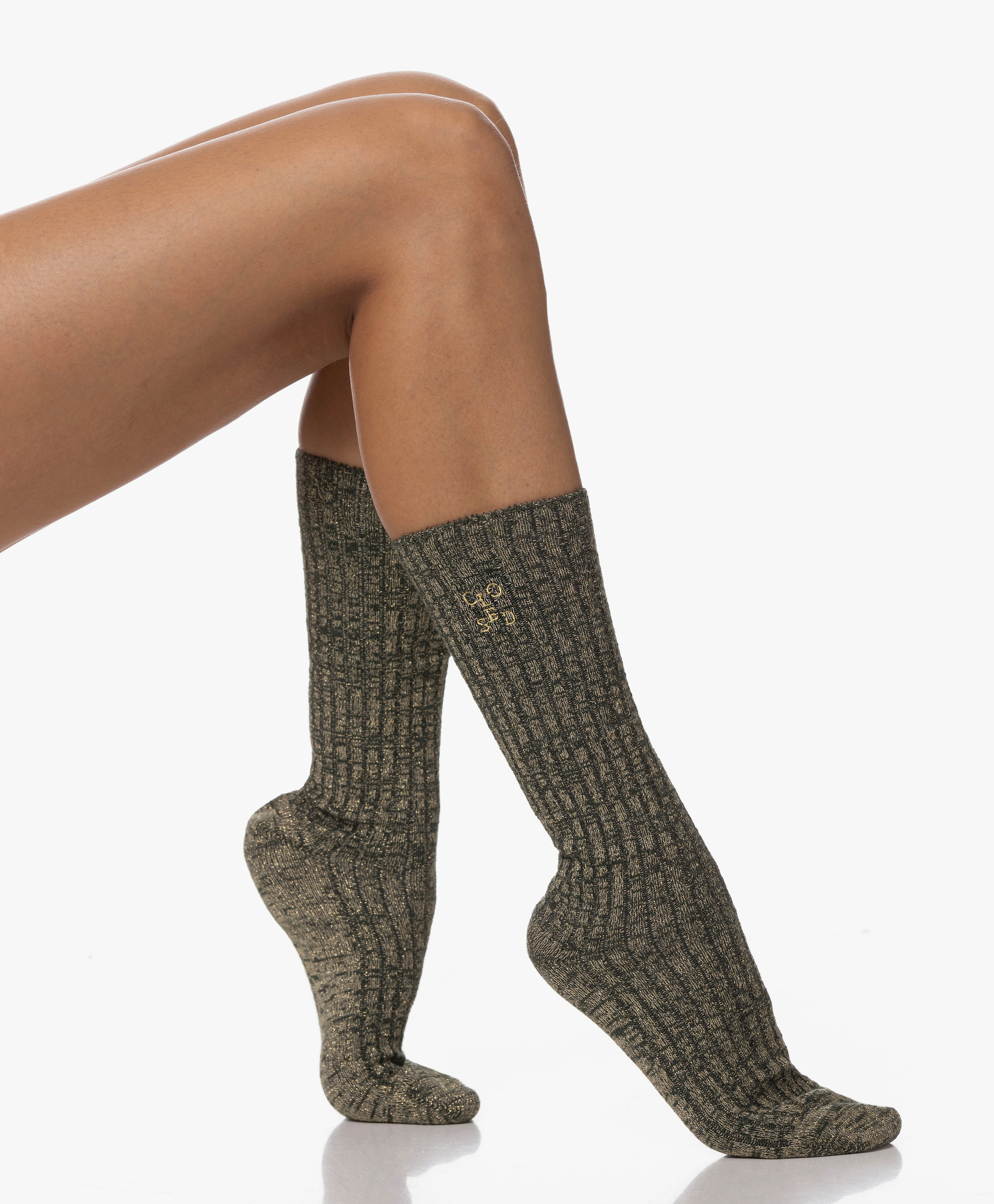 Rib Knitted Glitter Socks