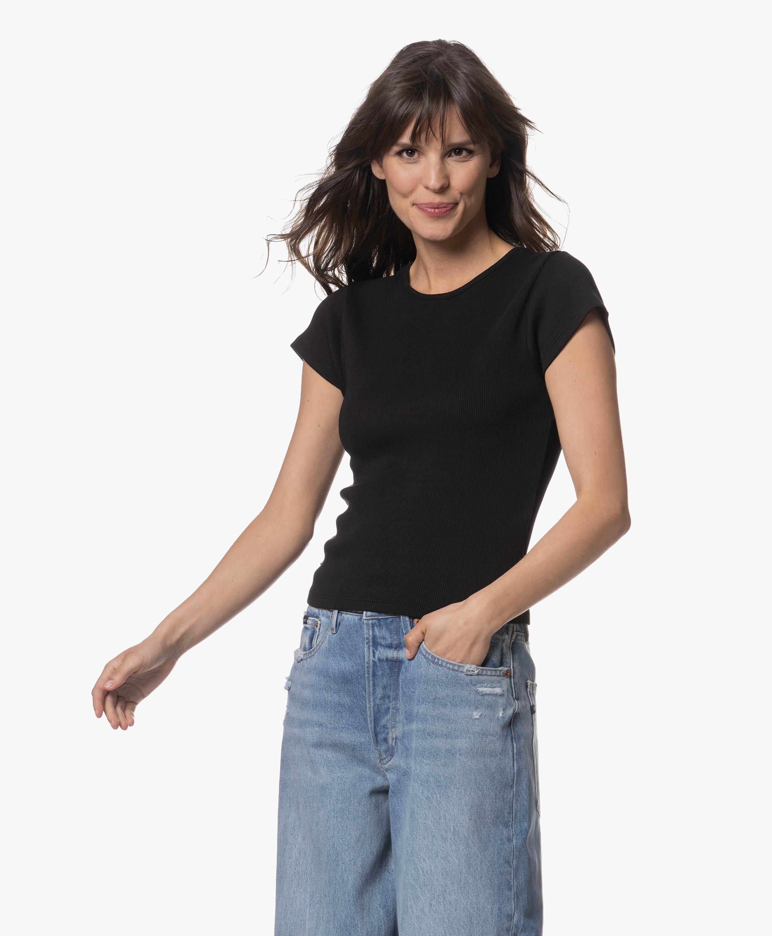 Akachan Cropped Rib T-shirt