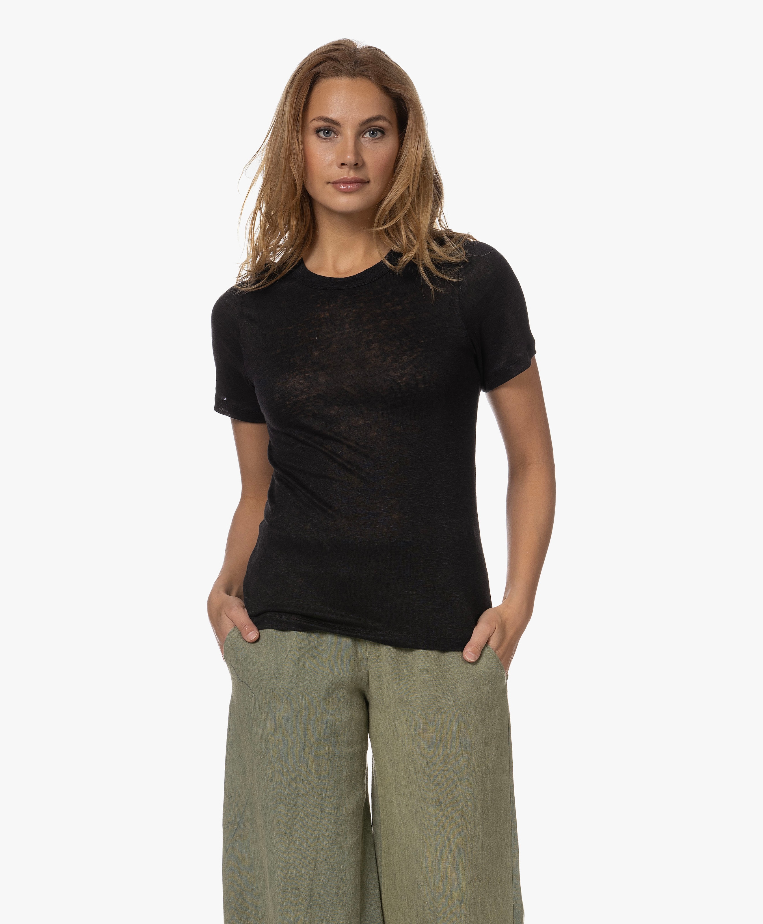 Ronde Hals Linnen T-shirt
