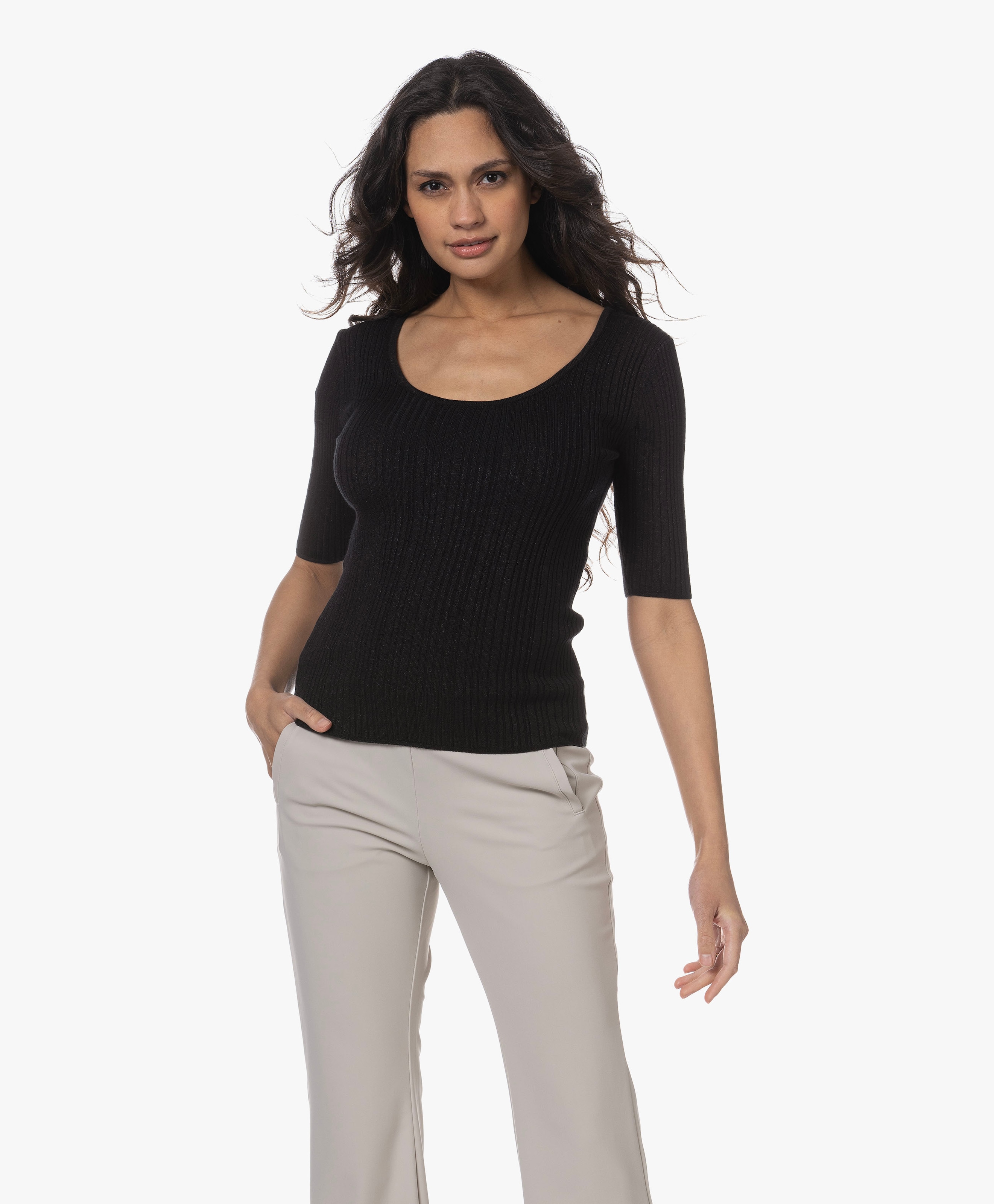 Ribgebreide Trui met Lurex