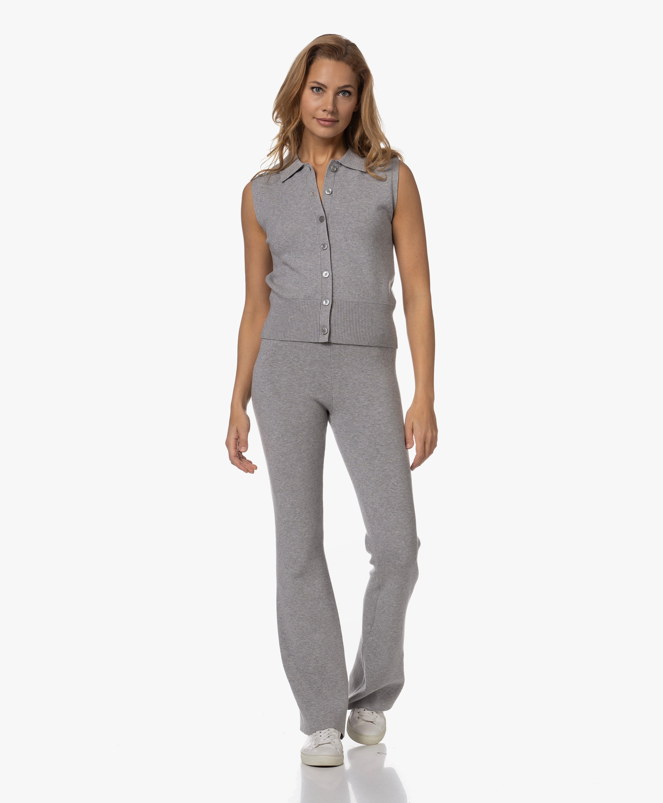 Olly Gebreide Flared Broek