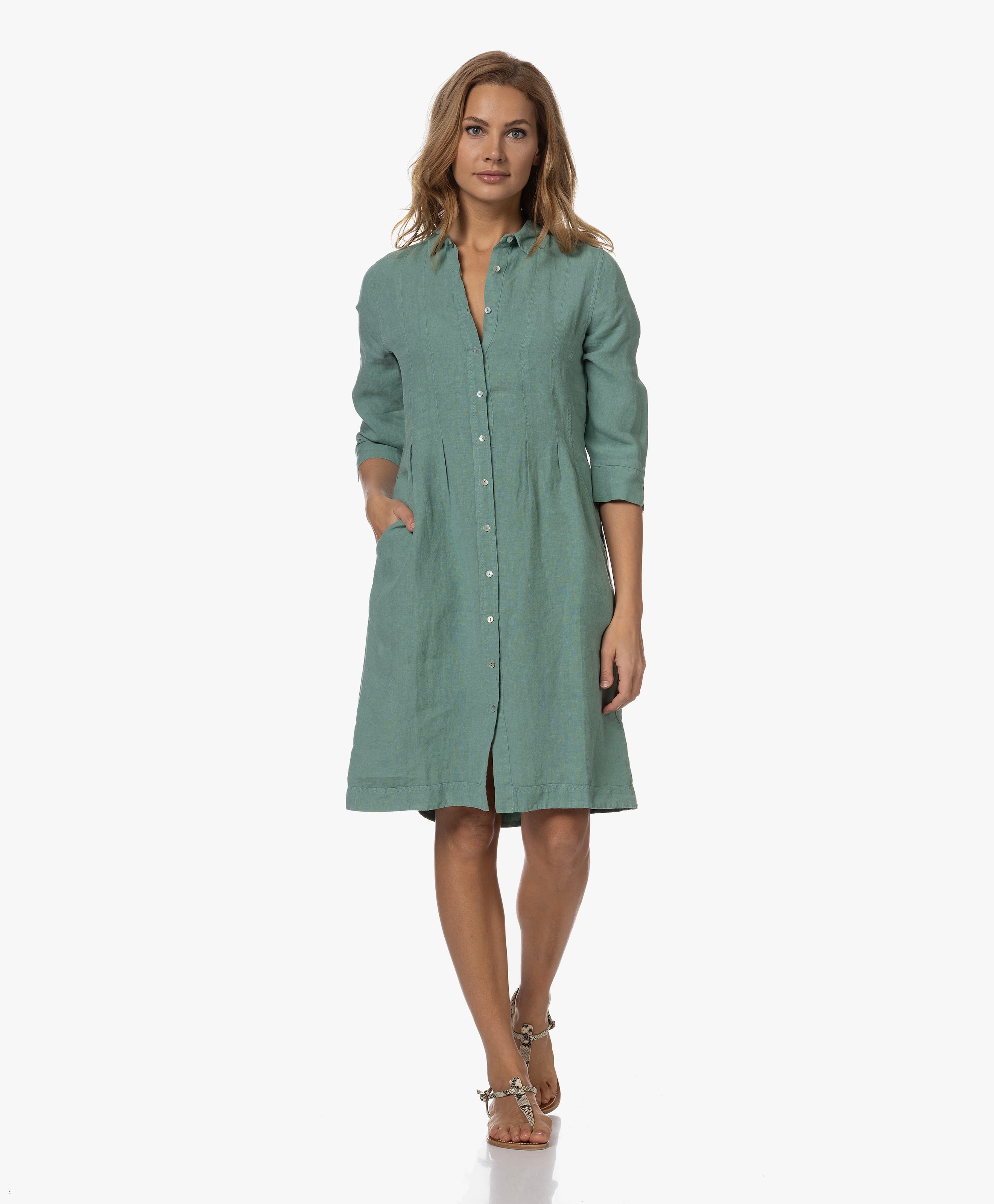 Midi Linnen Blousejurk