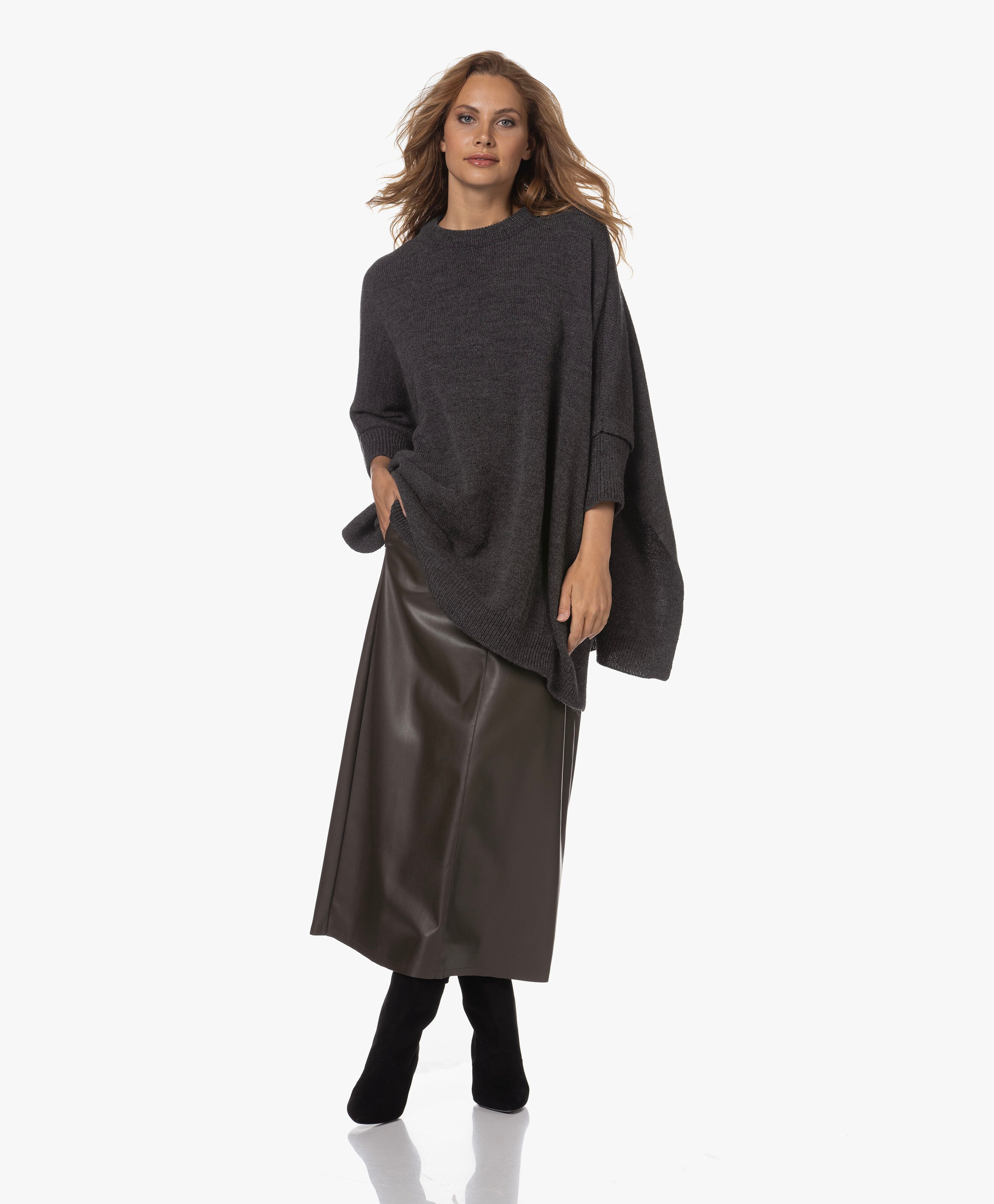 Oversized nude offers poncho sweater