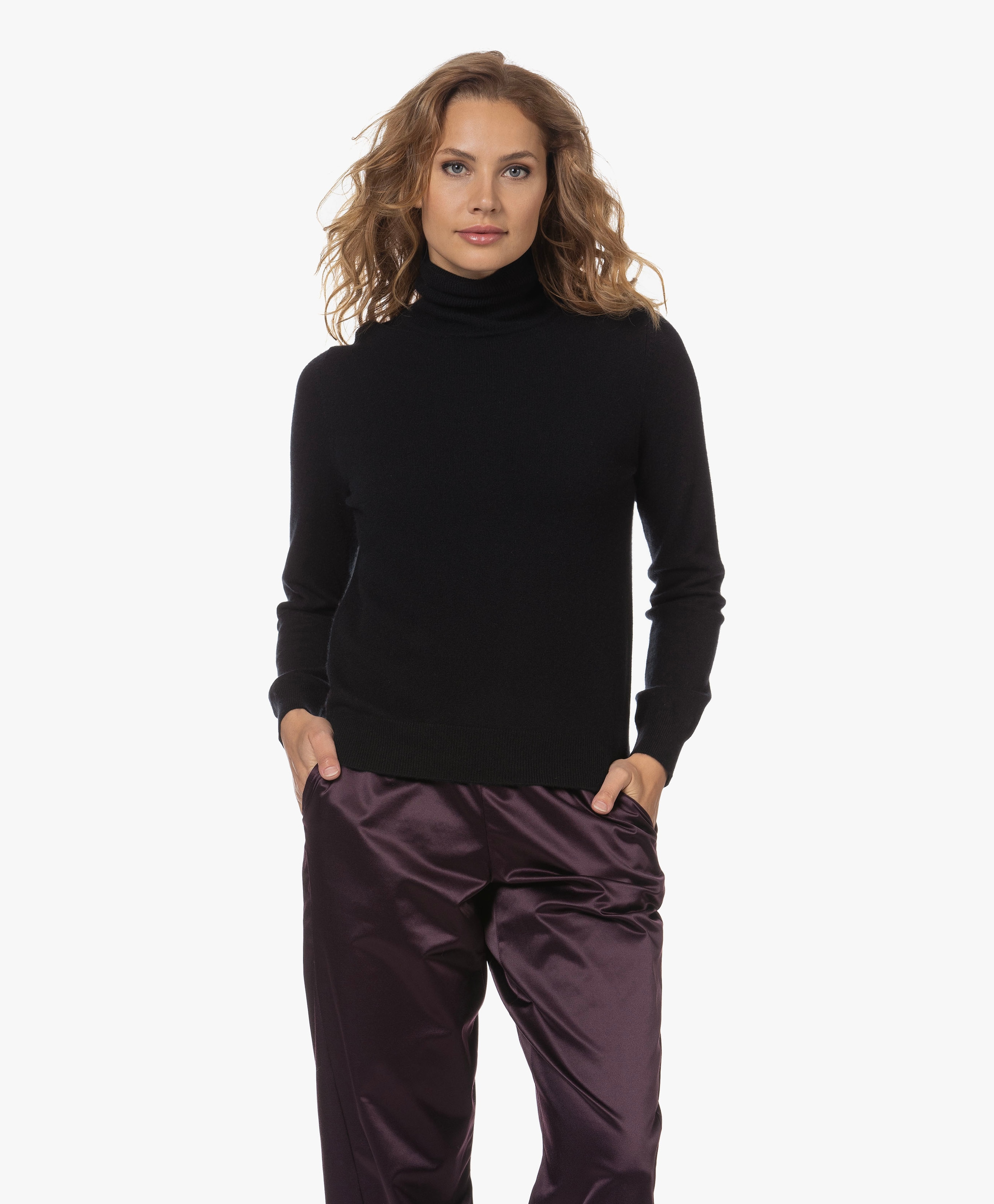 Fine Knitted Cashmere Roll Neck Sweater