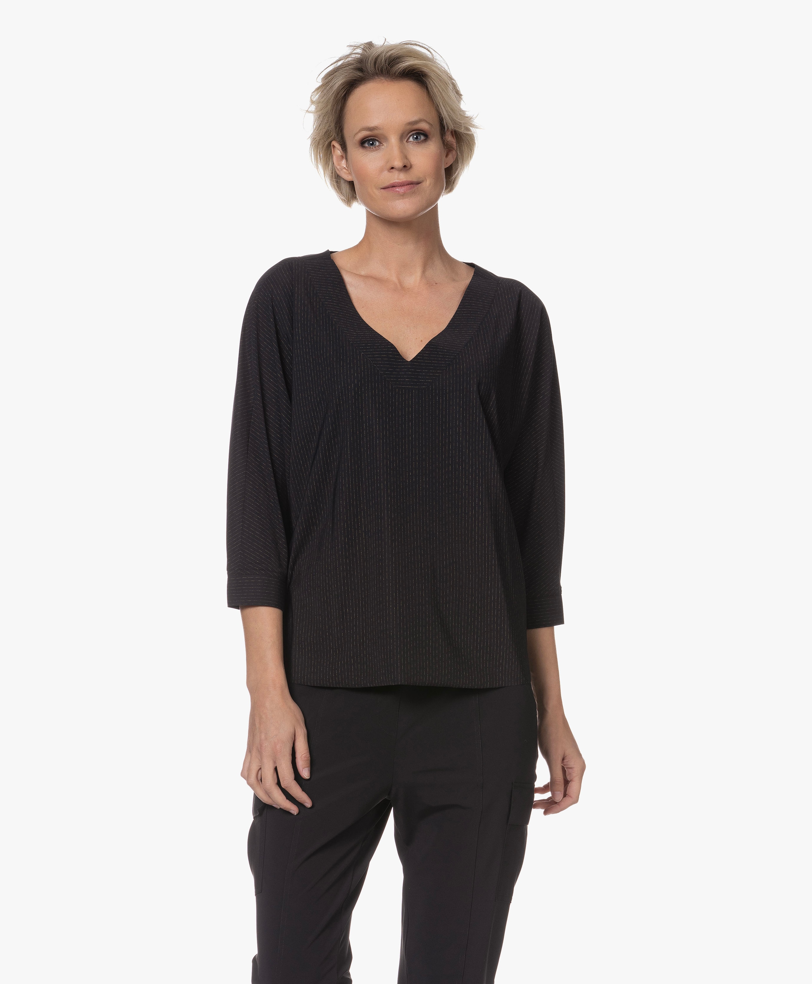 Akiha Fancy Krijtstreep V-hals T-shirt