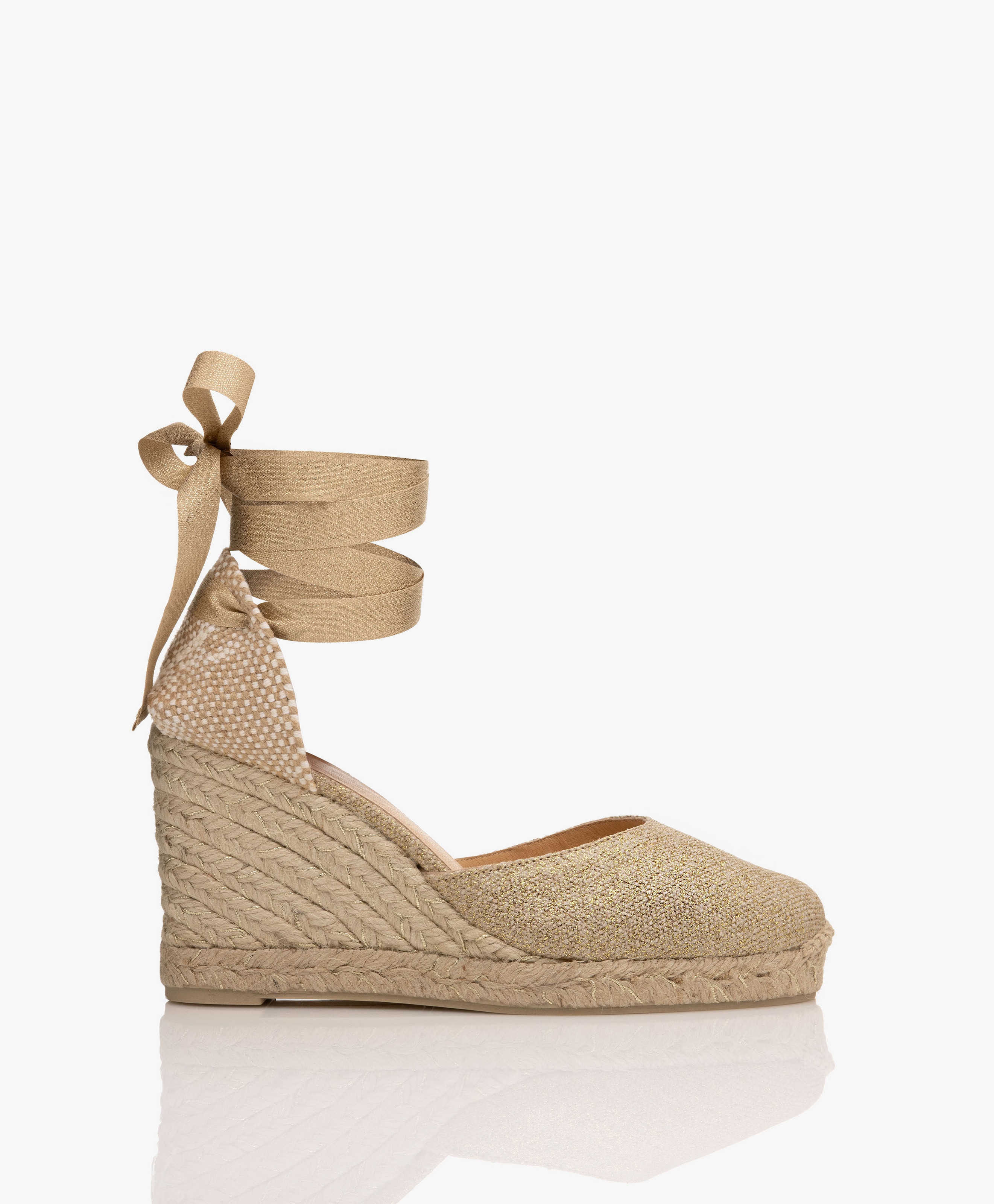 Carina 10cm Linnen Lurex Sleehak Espadrilles