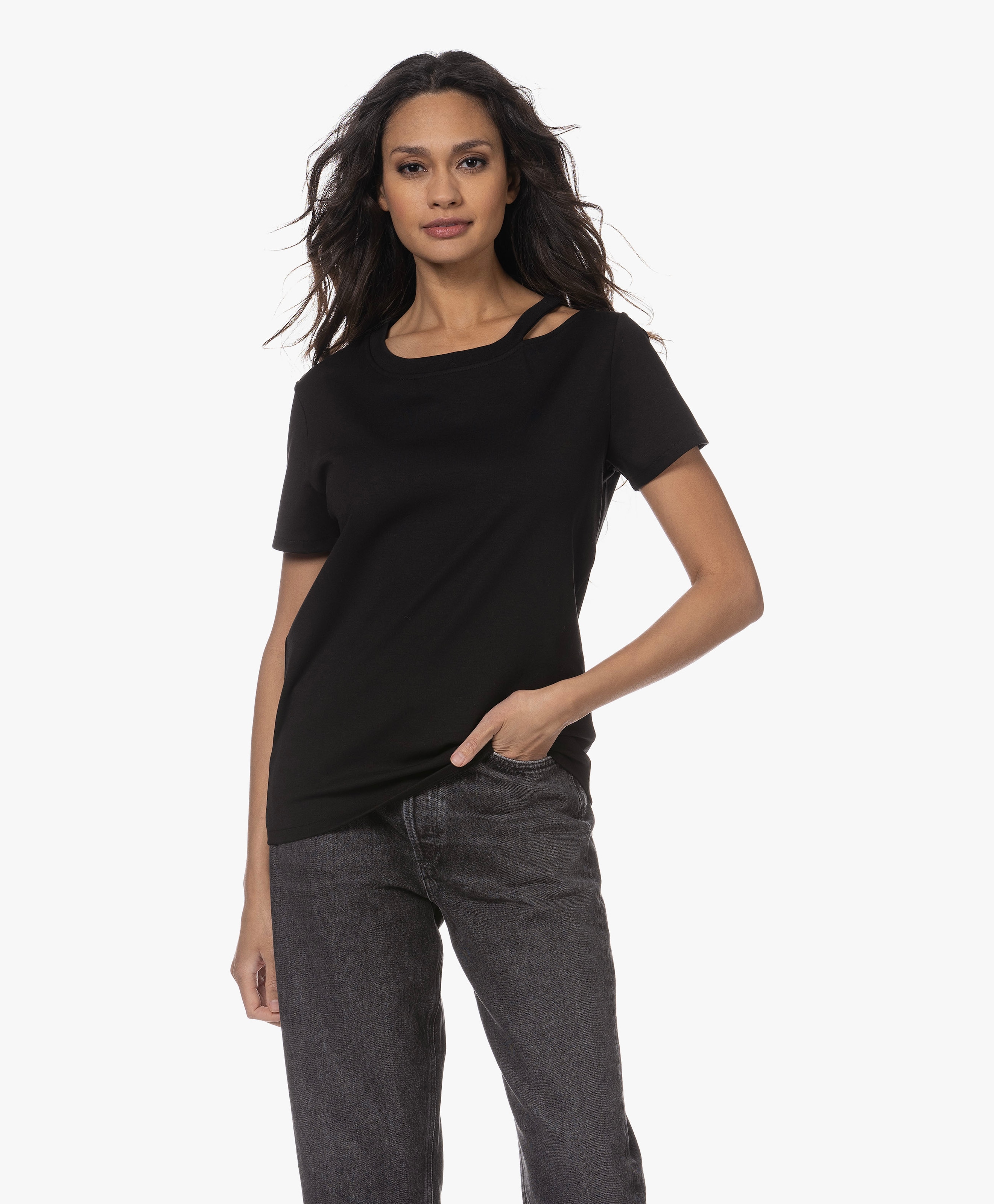 Auranie Cut-Out Ponte Jersey T-shirt