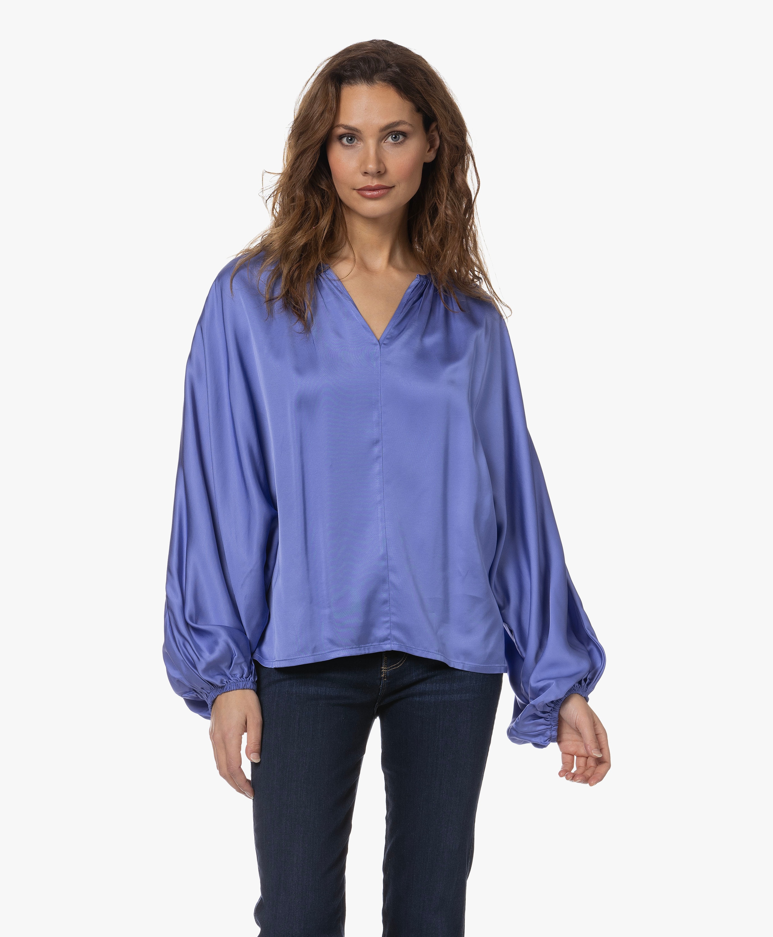 Satijnen Blouse met Ballonmouwen