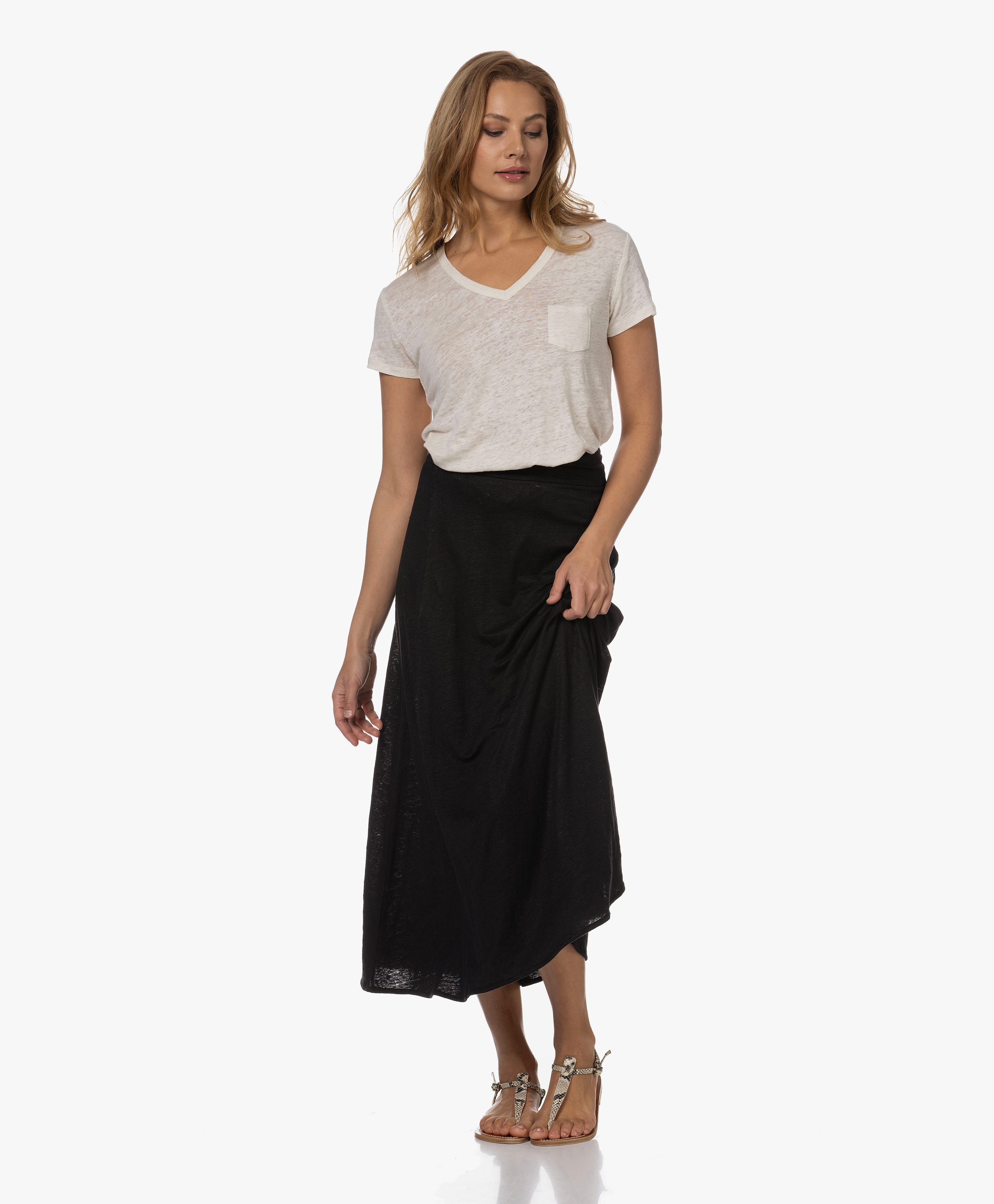 Linnen V-hals T-shirt