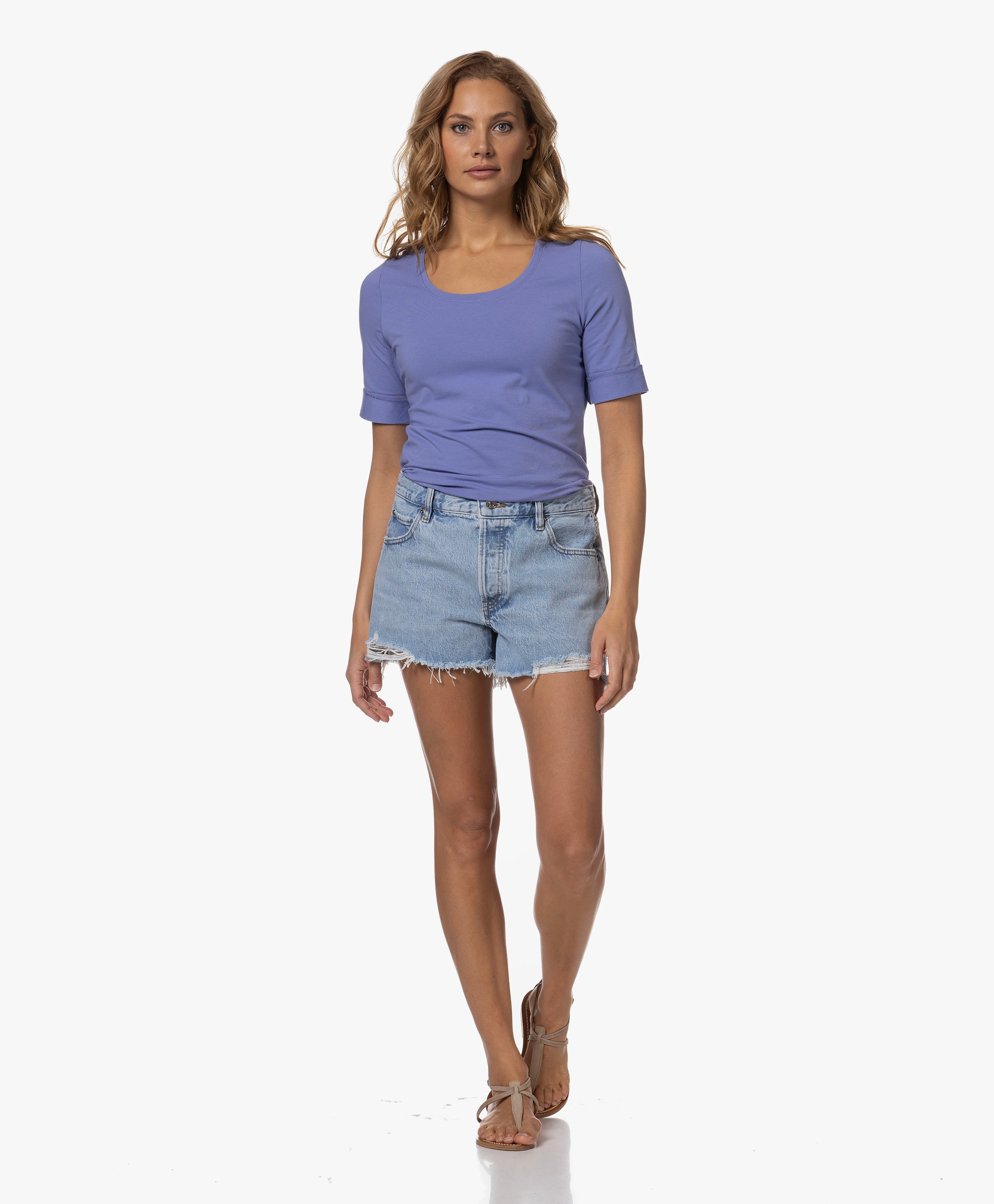 Katoenen T-shirt met Ronde Hals