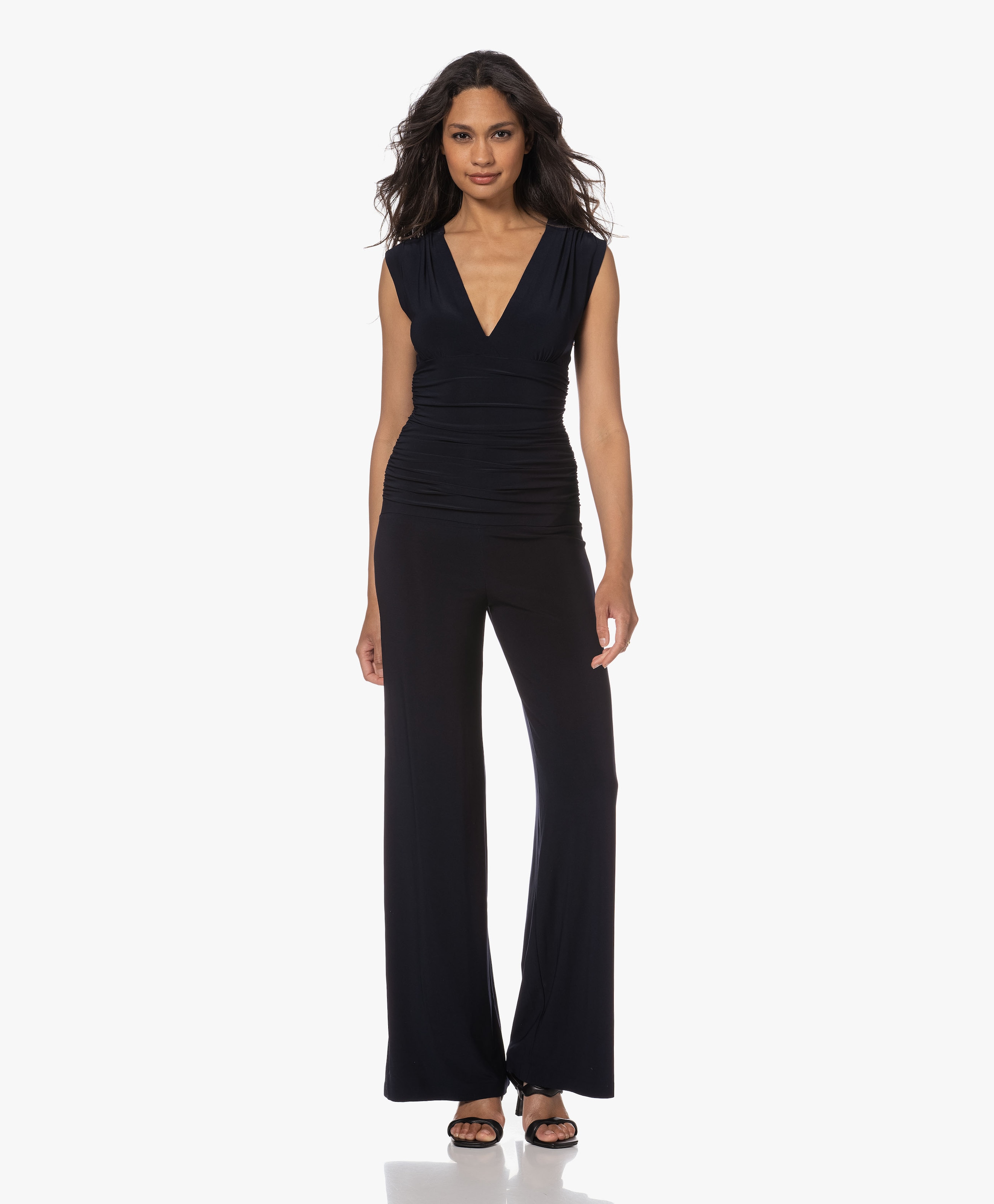 Sleeveless Shirred Travel Jersey Jumpsuit