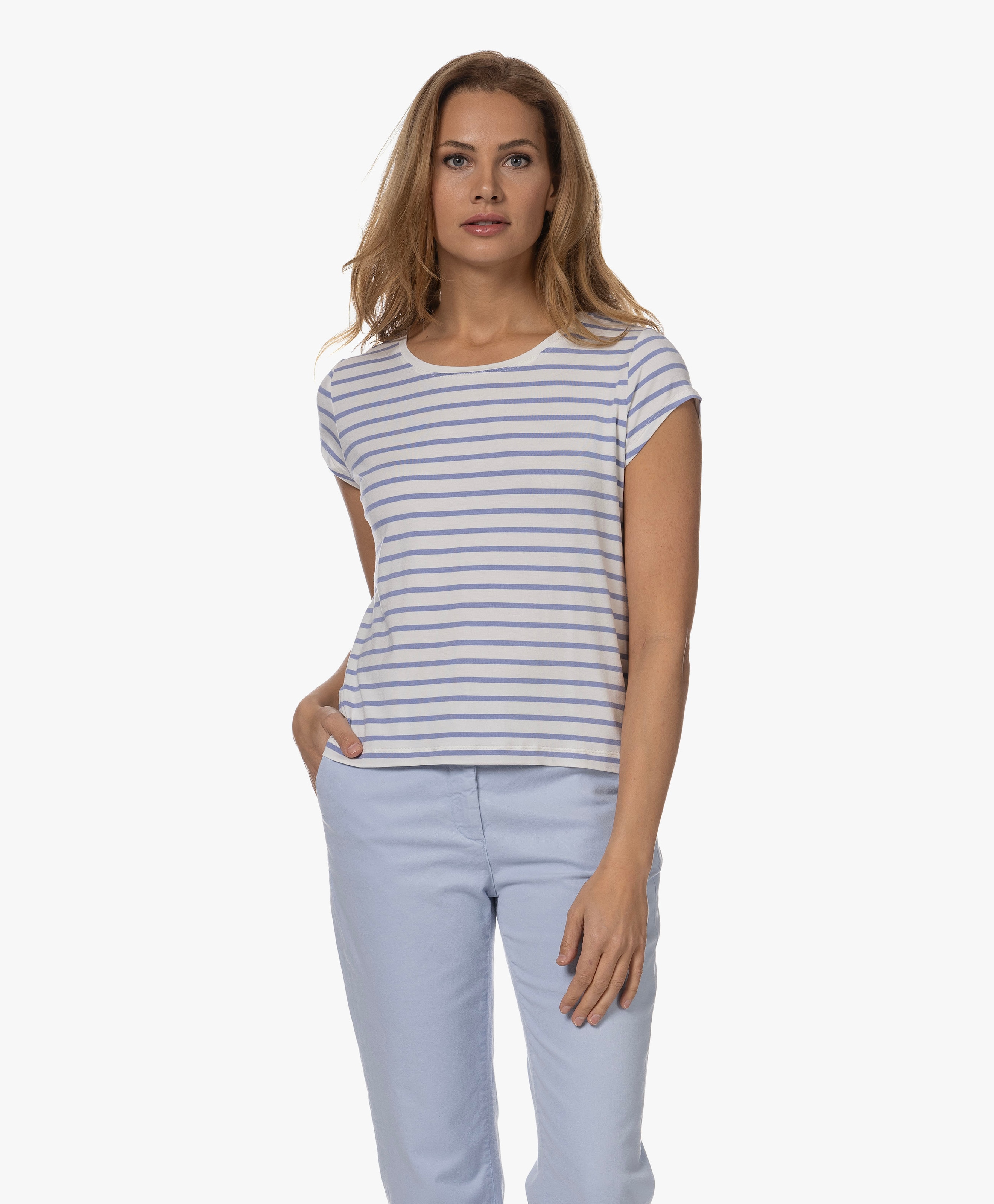 Gestreept T-shirt met Kapmouwen