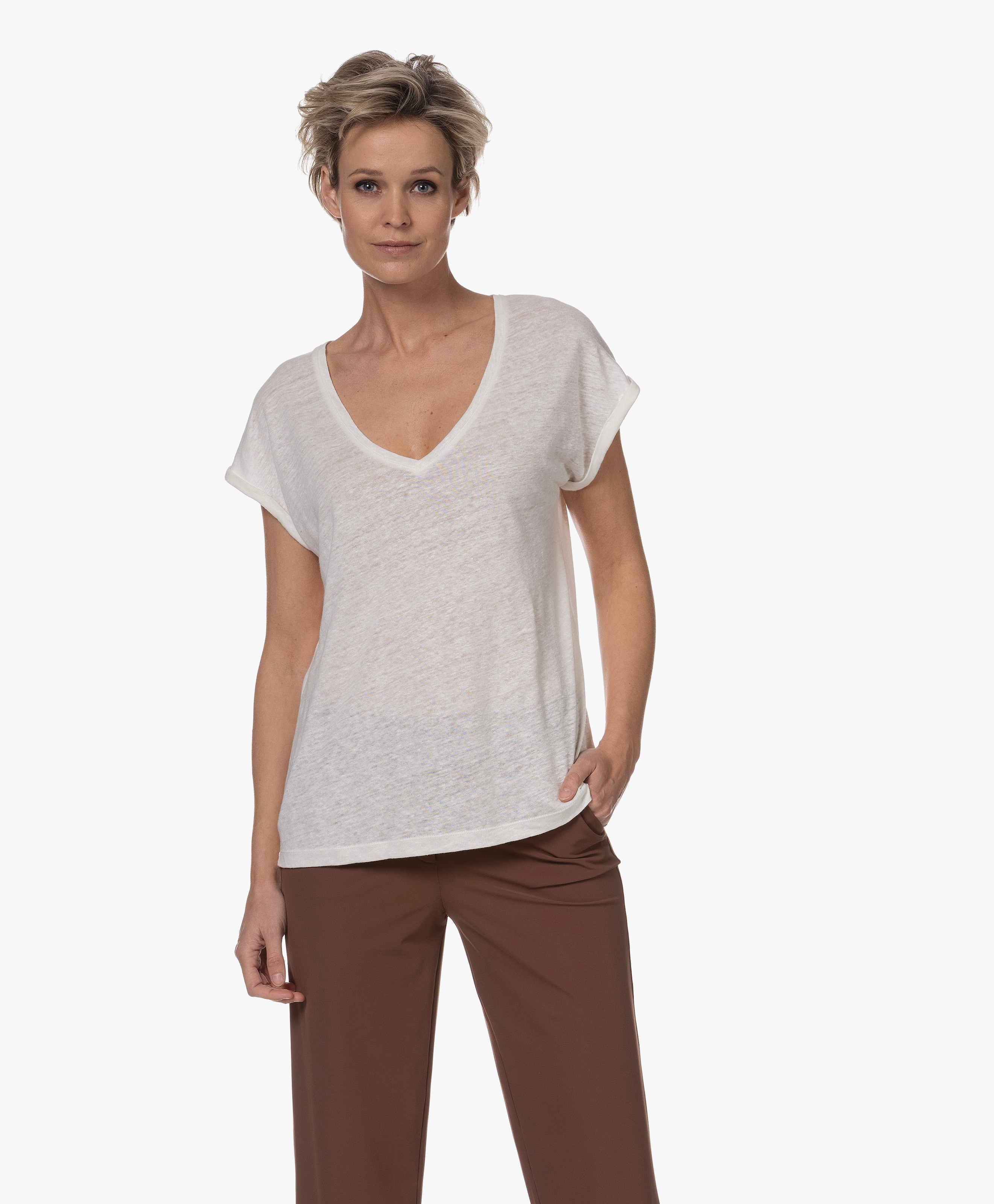 Mila Linnen V-hals T-shirt