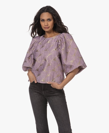 Zasu Jacquard Balloon Sleeve Blouse | by-bar | PB.nl