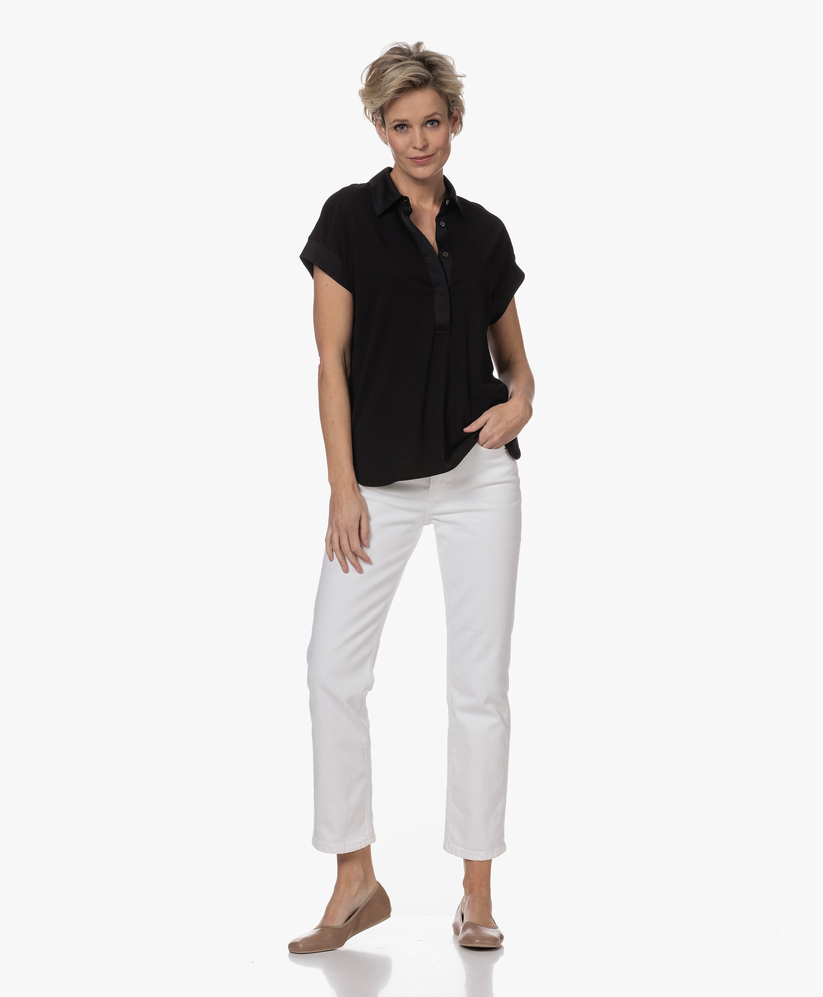 Jersey Polo Top