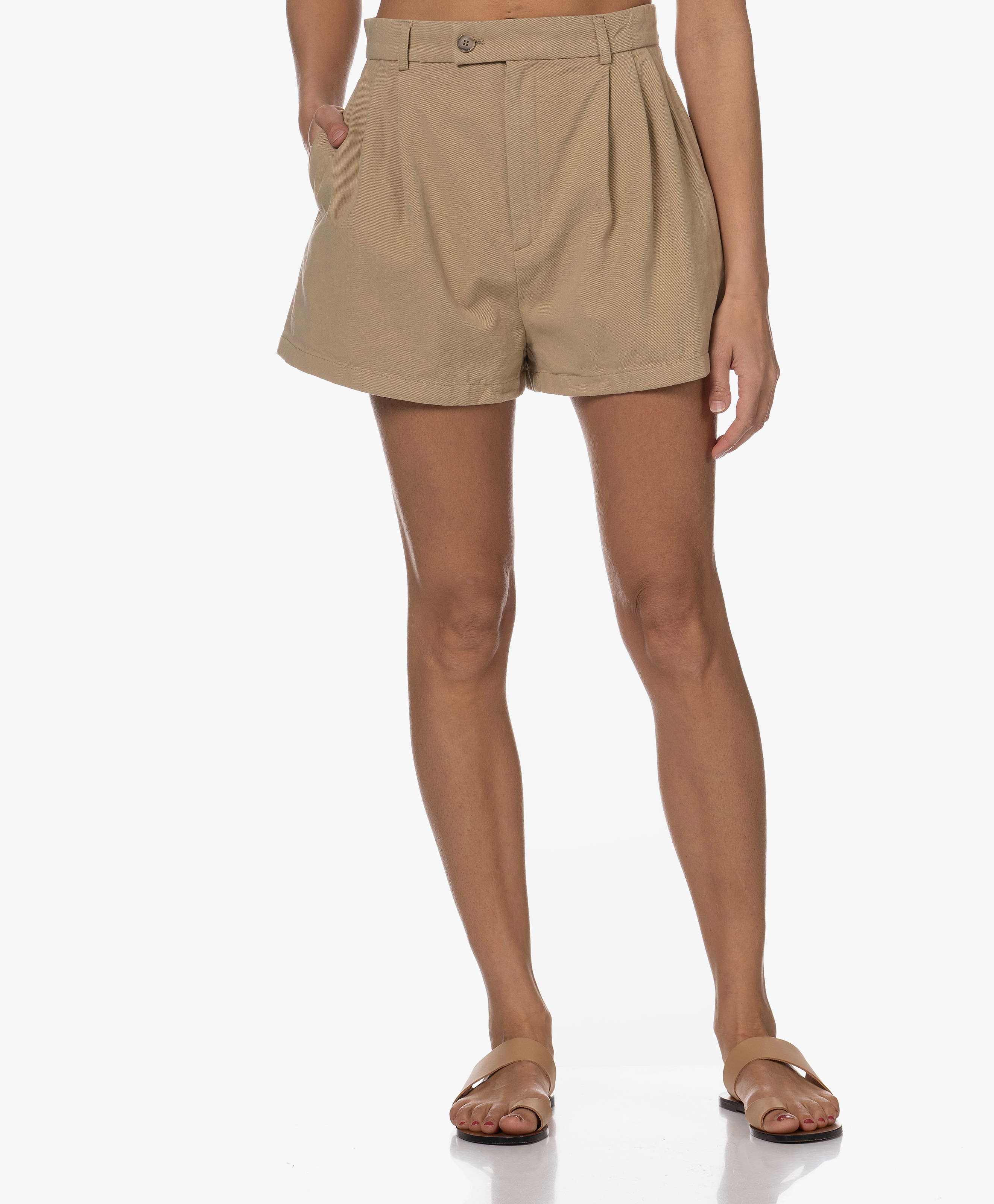 High Waisted Geplooide Short